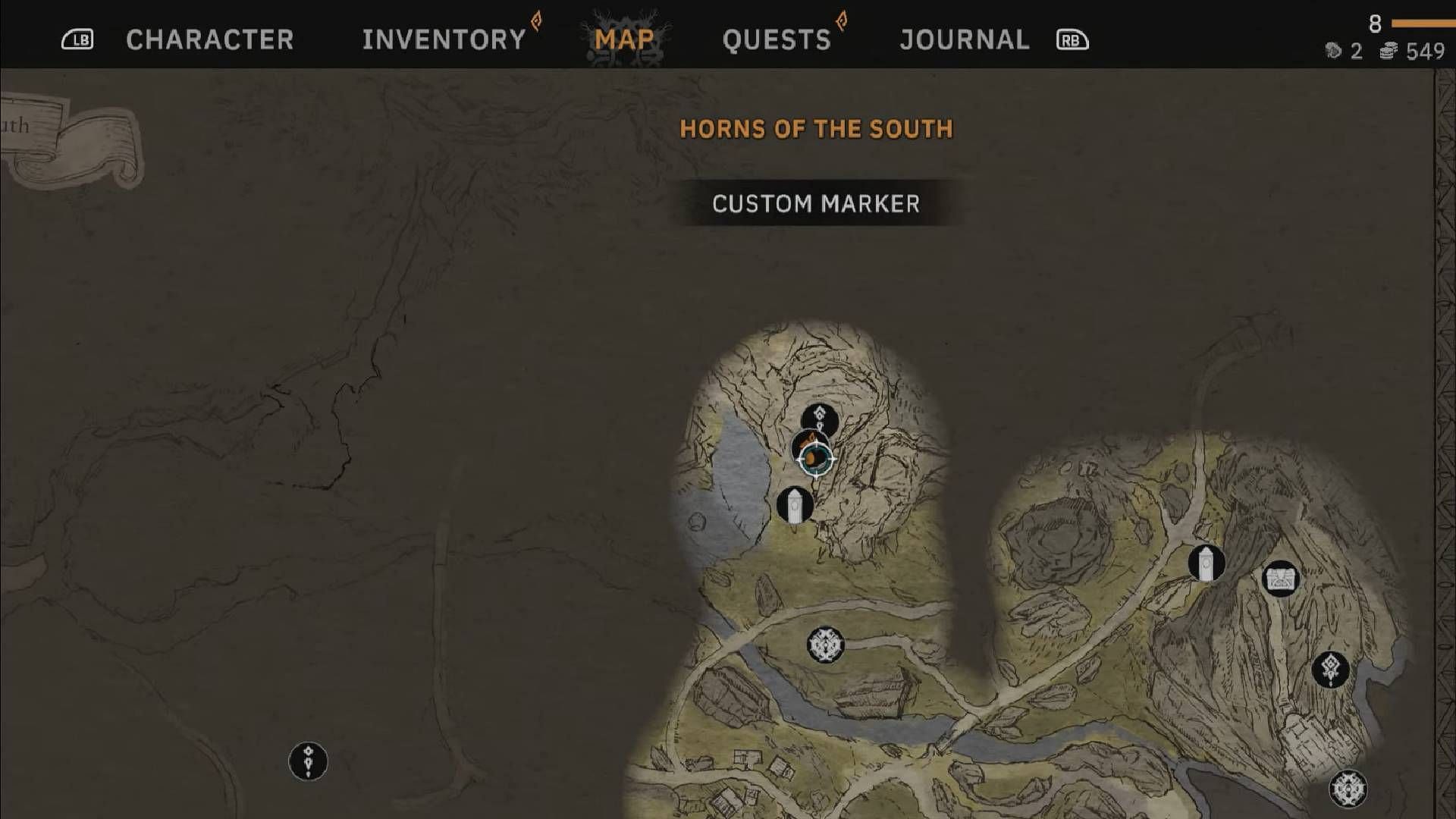 Map location to reach the bandit camp (Image via Awaken Realms || YouTube@Jason's Video Games Source)